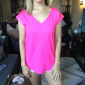 Express Small Satin Hot Pink Shirt